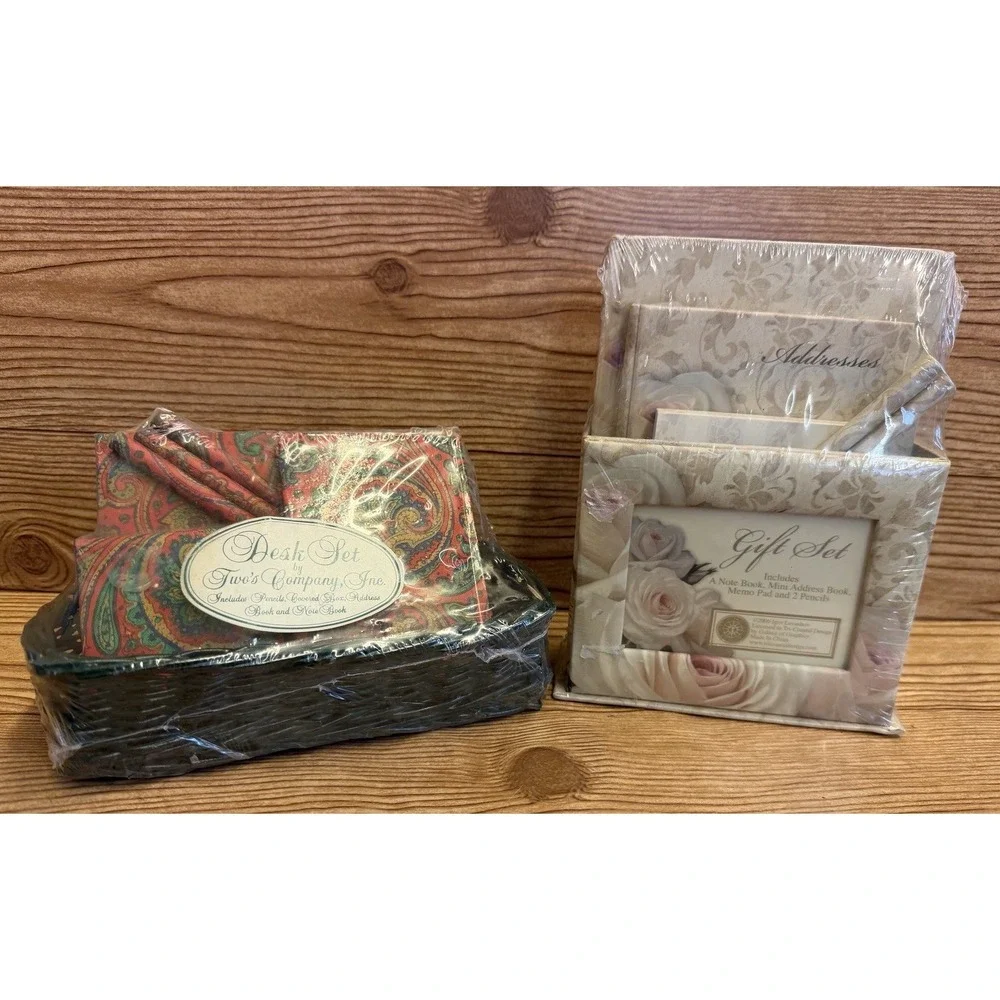 Vtg New Sealed Note Pads Desk Sets‎ Address Book Memo Book Lot Of 2 Floral